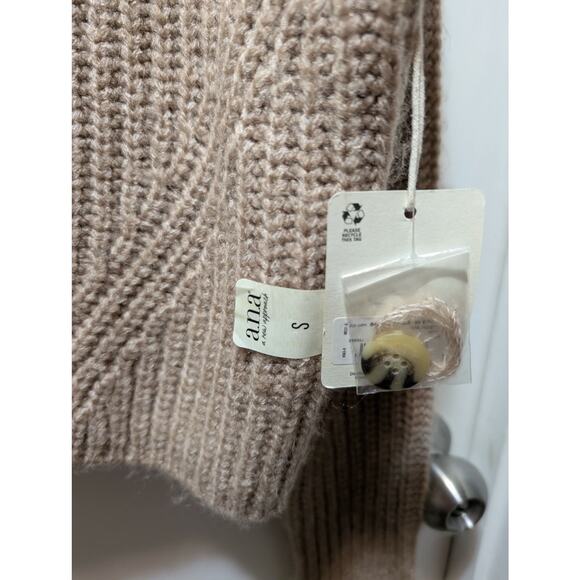 NEW! A.N.A. Womens Beige Oatmeal Marled Cable Knit V-Neck Sweater Size S - Picture 4 of 8